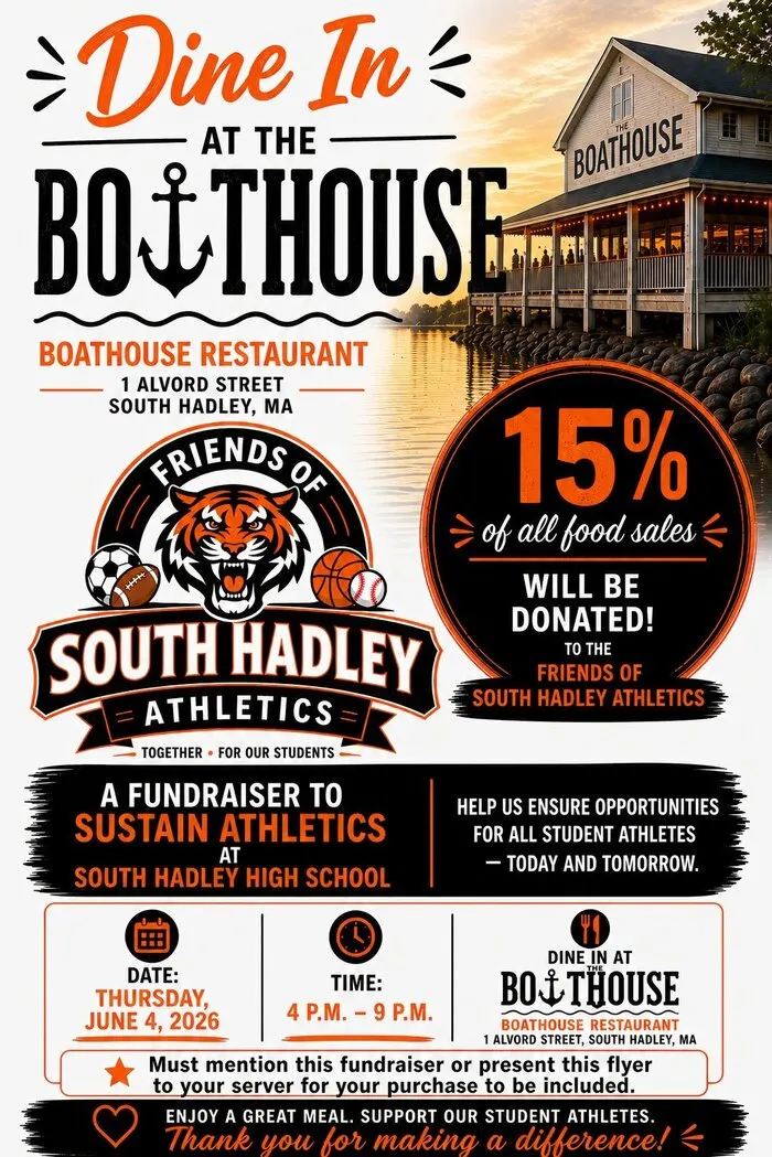 Dine-In Fundraiser at The Boathouse for South Hadley Athletics
