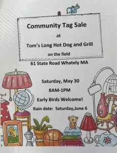 Community Tag Sale at Tom's Famous Long Hot Dog & Grill