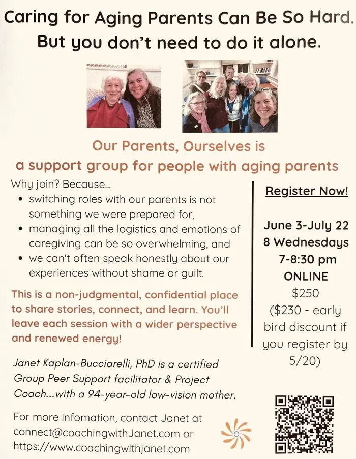aging parents support group online June 2026