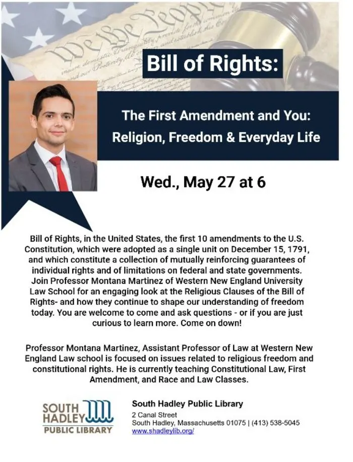 First Amendment & Religious Freedom Lecture at South Hadley Library