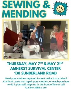 sewing mending workshop Amherst Survival Center