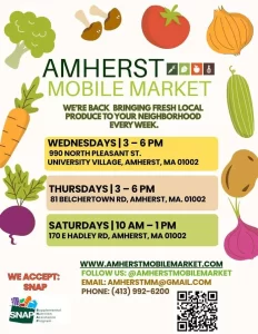 Amherst Mobile Market Summer Schedule 2026