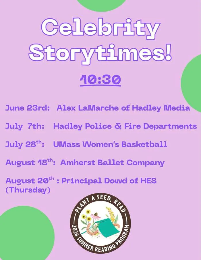 Celebrity Storytime Series at Hadley Public Library