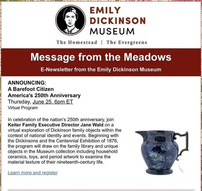 "A Barefoot Citizen" Virtual Program at Emily Dickinson Museum