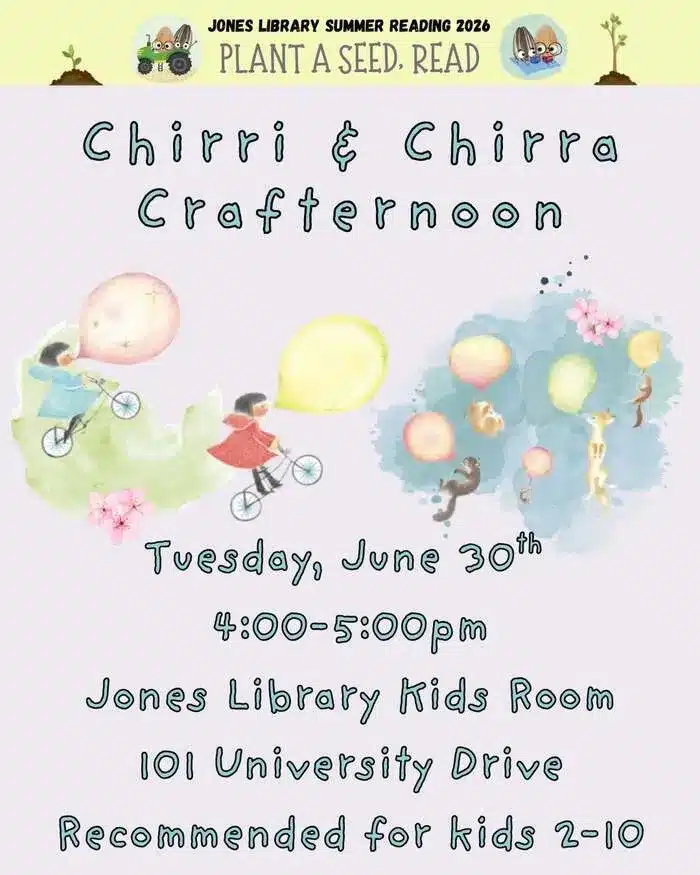 Chirri and Chirra Crafternoon at Jones Library