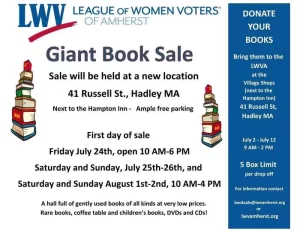 League of Women Voters Giant Book Sale: July 24 – August 2 2026