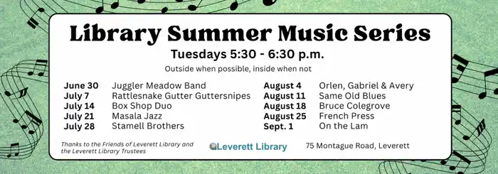 Leverett Library summer music 2026