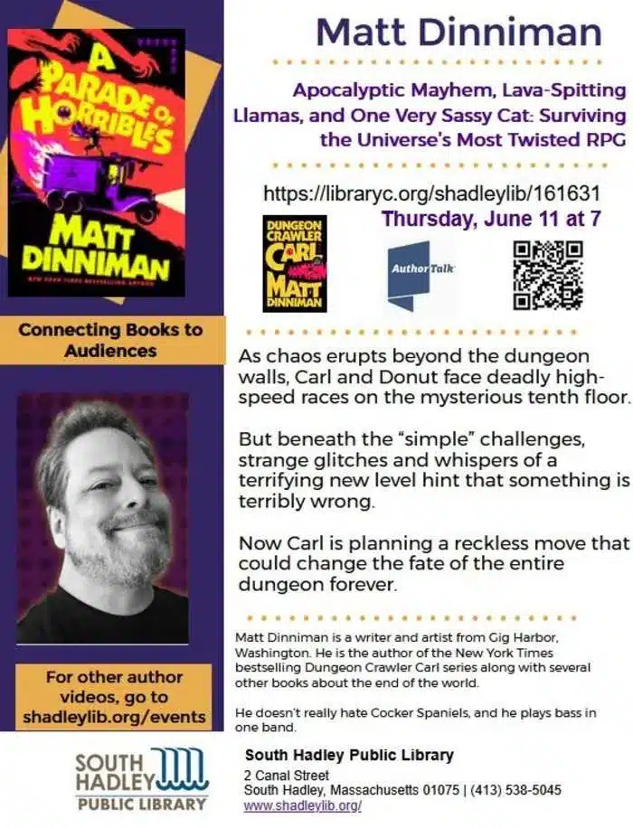 Virtual Author Talk: Matt Dinniman of "Dungeon Crawler Carl"
