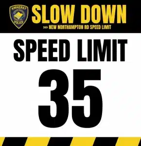 New Speed Limit on Northampton Road in Amherst: 35 MPH on June 2026