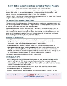 South Hadley Senior Center Seeking Peer Technology Mentors – Training Provided
