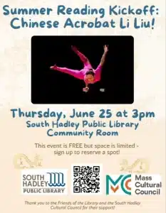 Summer Reading Kickoff: Chinese Acrobat Li Liu at South Hadley Library