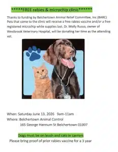 Free Rabies & Microchip Clinic in Belchertown: June 13 2026