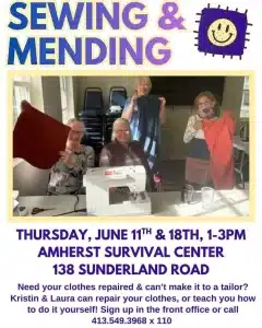 Sewing & Mending Workshop at Amherst Survival Center June 2026