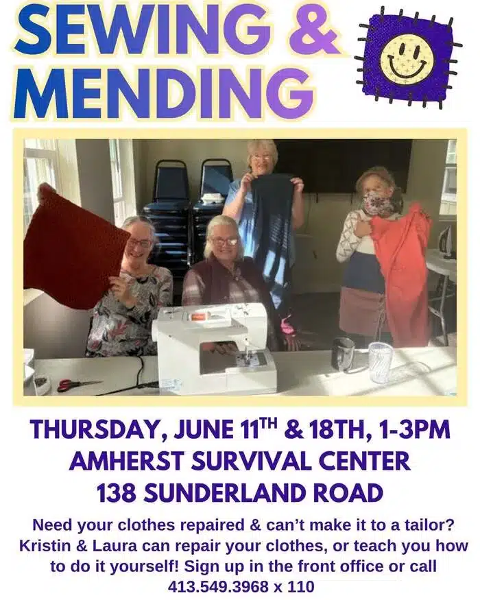 Sewing & Mending Workshop at Amherst Survival Center June 2026