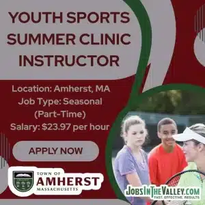 Amherst MA Hiring Youth Sports Summer Clinic Instructors June 2026