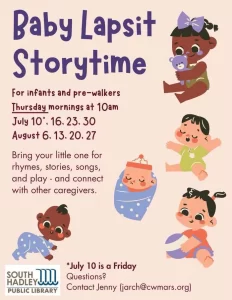 Baby Lapsit – Thursdays, 10 AM, South Hadley