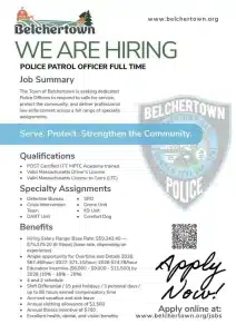 Belchertown Police Hiring – Full-Time Patrol Officers
