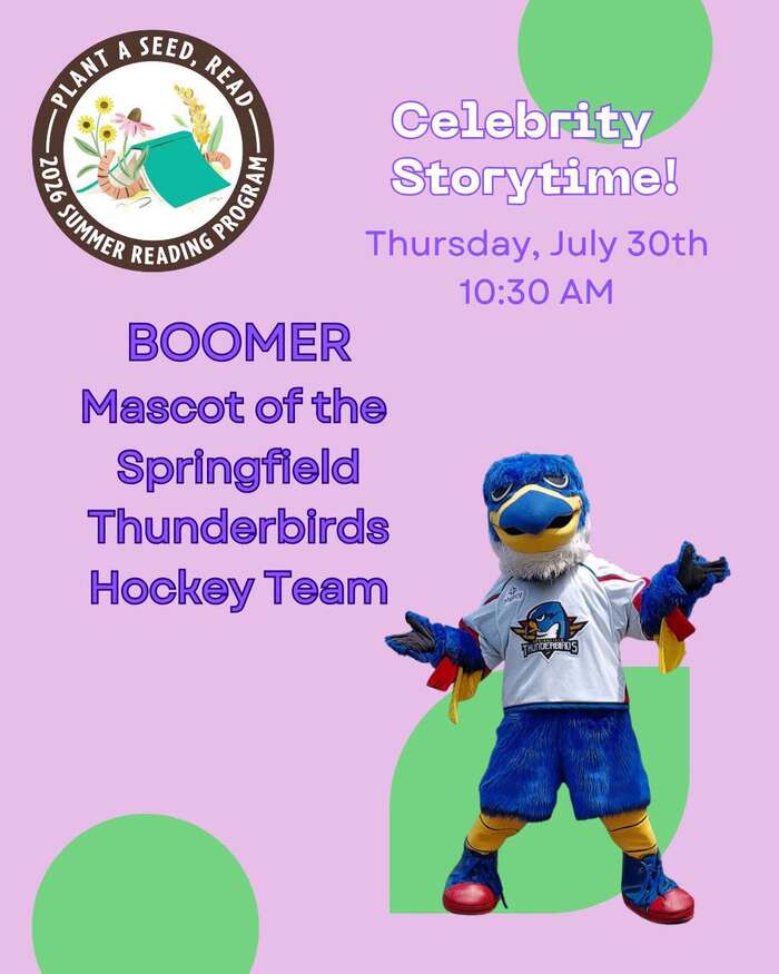 Thunderbirds Mascot at Hadley Library