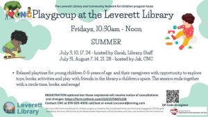 Playgroup for Ages 0-5 – Fridays, Leverett Library