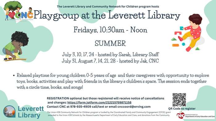 Playgroup for Ages 0-5 – Fridays, Leverett Library