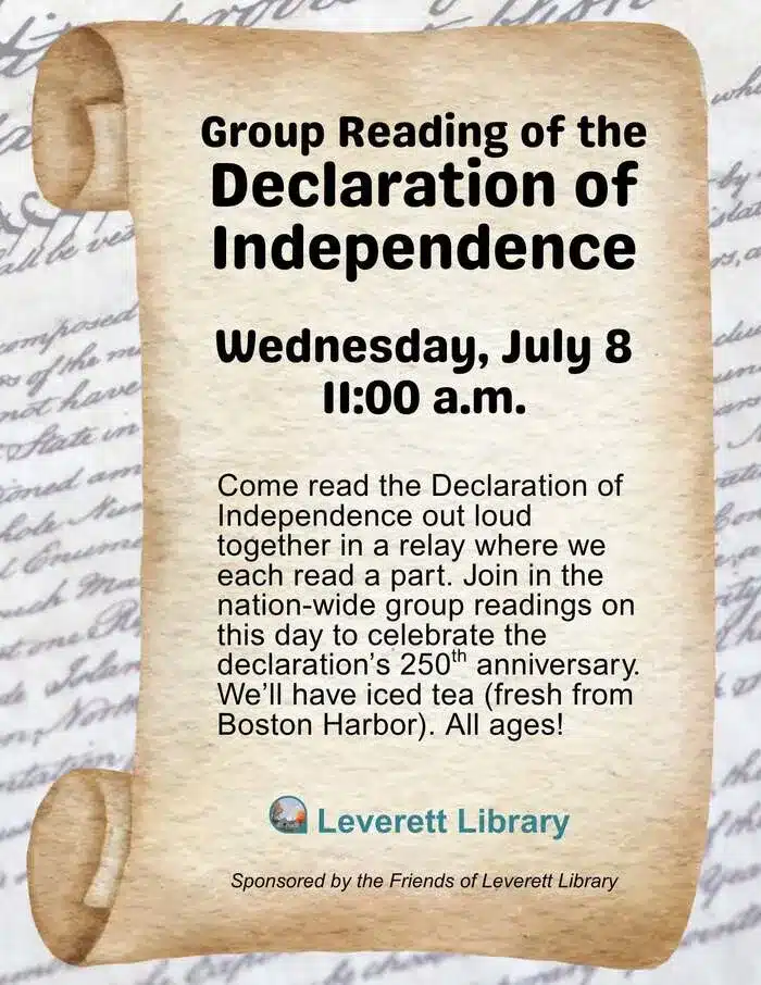 Declaration reading Leverett Library