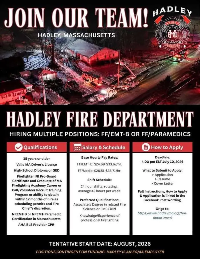 Firefighter/EMT/Paramedic Jobs – Hadley, MA