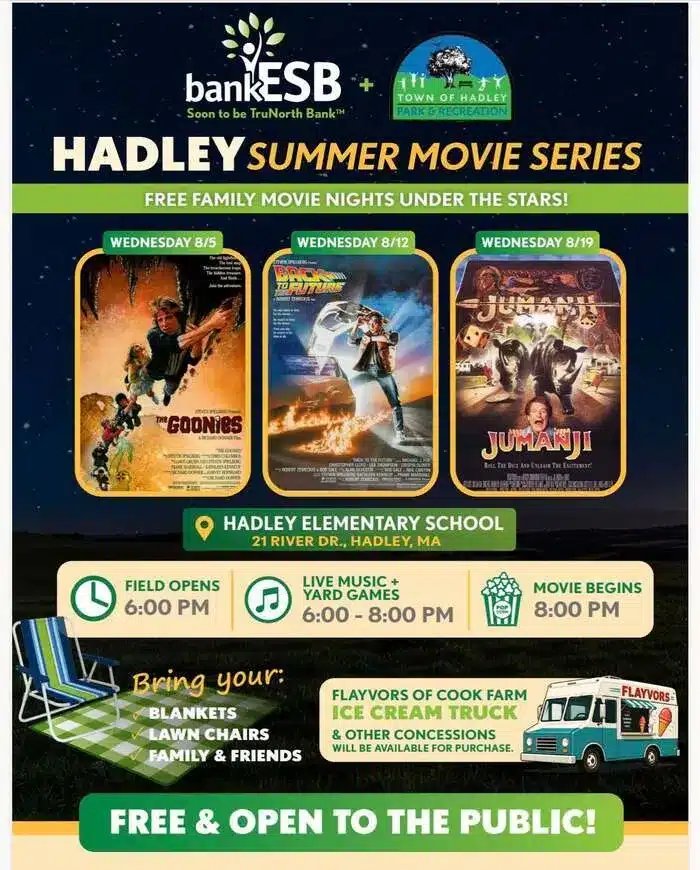 Free Family Movies – Aug 5, 12 & 19, Hadley