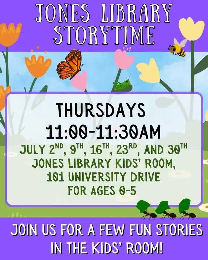 Jones Library Storytime for Ages 0-5