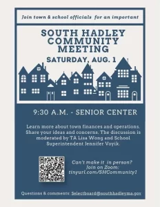 South Hadley Community Meeting on Town Finances & Operations: August 1