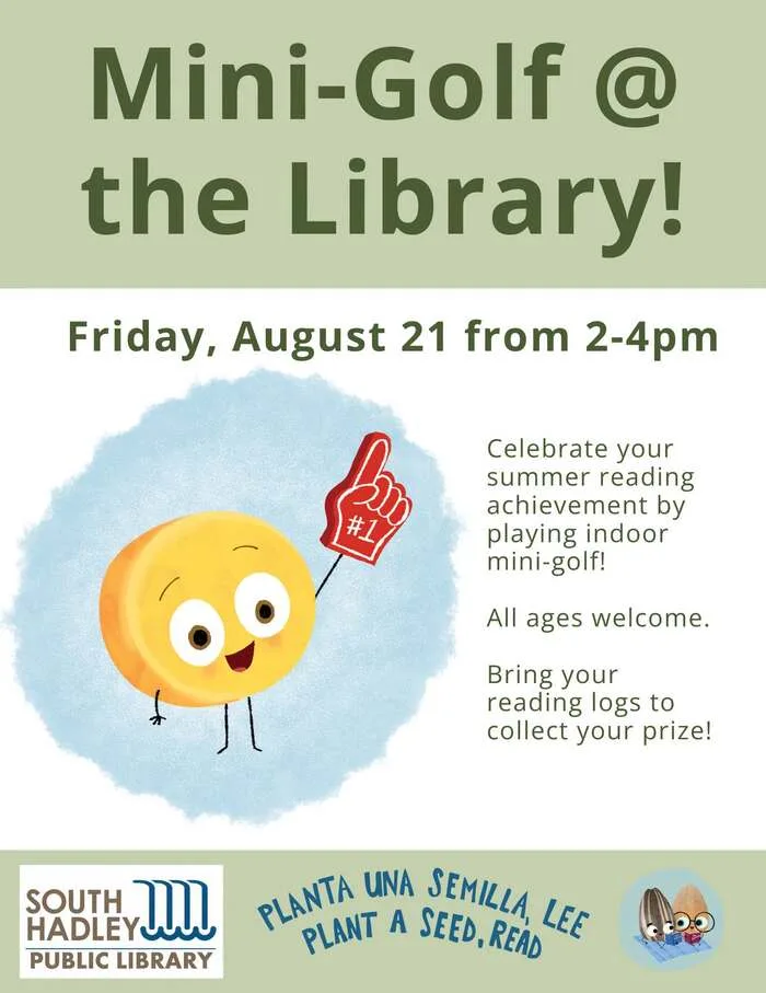 Indoor Mini-Golf – Aug 21, 2-4 PM, South Hadley Library