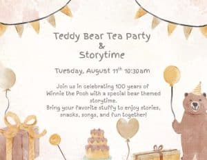 Winnie the Pooh 100th at Hadley Library