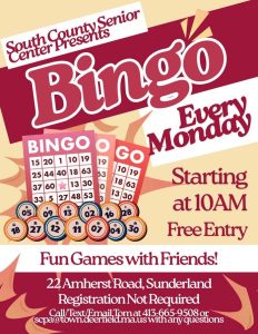 Bingo at Senior Center – Mondays, Sunderland
