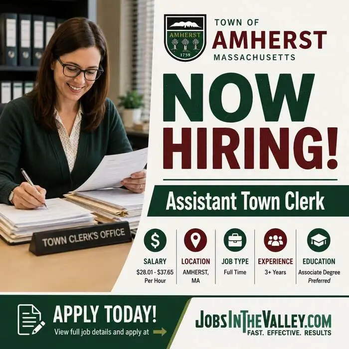 Hiring Assistant Town Clerk – Full-Time, Amherst