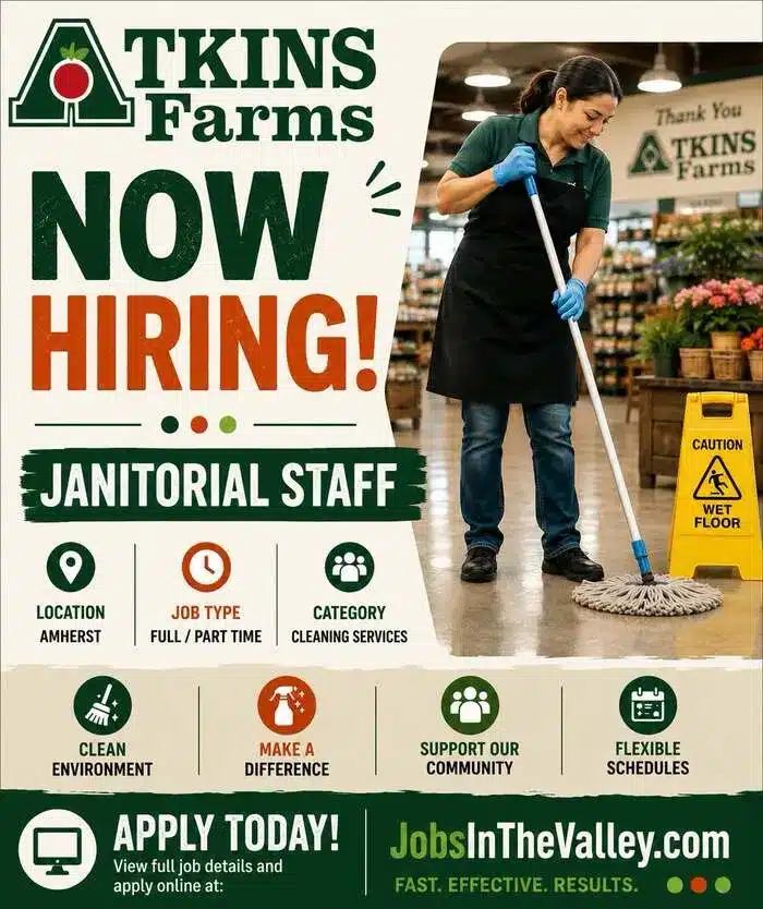 Janitorial Staff – Atkins Farms, Full/Part-Time