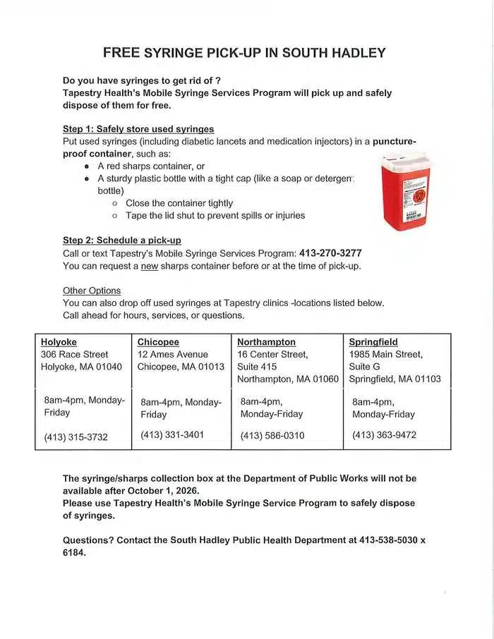 Free Syringe Disposal – Tapestry Health Mobile Service
