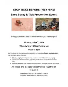 Free Tick Prevention Shoe Spray Event in Whately