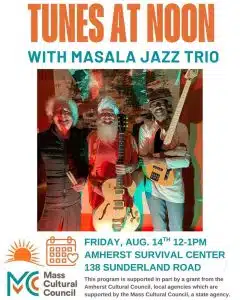 Masala Jazz Trio – Aug 14, 12-1 PM, ASC